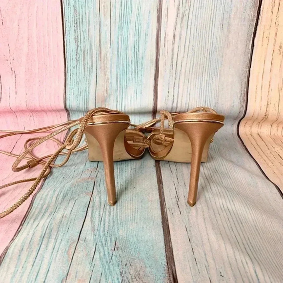 Steve Madden rose gold rhinestone strappy stiletto sandals - Picture 8 of 11